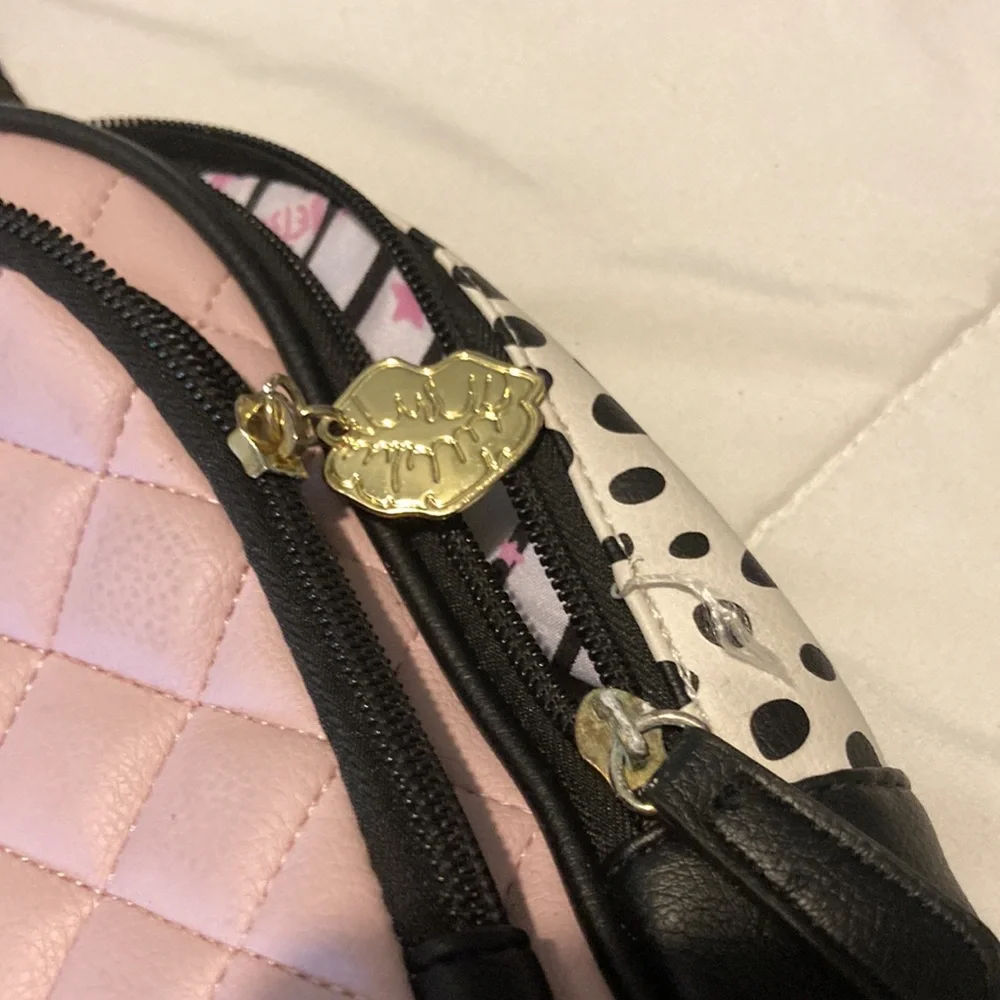 Betsey Johnson Pink and Black Quilted Backpack